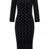 Collectif Vanessa Glitter Moon Velvet 50's Pencil Dress Black