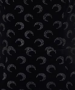 Collectif Vanessa Glitter Moon Velvet 50's Pencil Dress Black