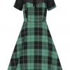 Collectif Mac Foliage Check 40's Swing Dress Multi New In