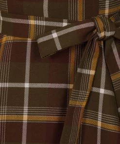 Collectif Arwen Mosshill Check 40's Swing Dress Brown New In