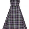 New In Collectif Dolores Hocus Pocus Check 50's Swing Dress Lilac