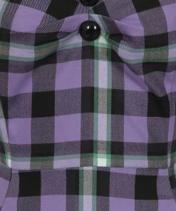 New In Collectif Dolores Hocus Pocus Check 50's Swing Dress Lilac