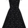 New In Collectif Dolores Starburst Velvet 50's Swing Dress Black