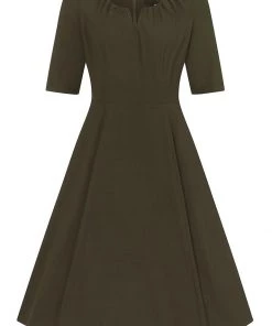 Collectif Barker 40's Swing Dress Green