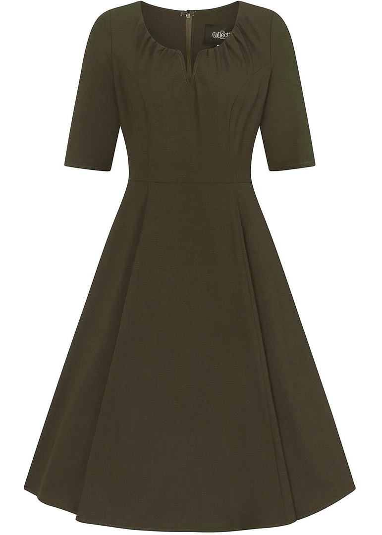 Collectif Barker 40's Swing Dress Green