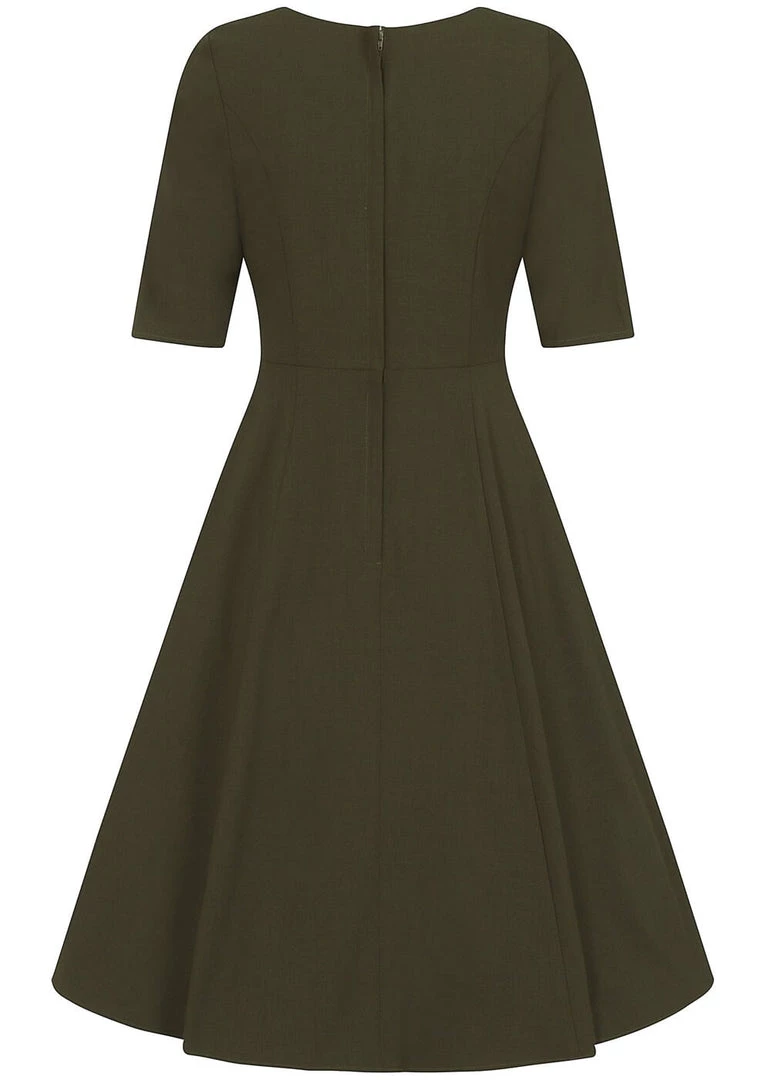 Collectif Barker 40's Swing Dress Green
