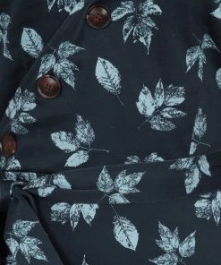 Collectif Susanna Fall Leaves 50's Swing Dress Blue