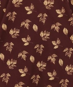 Collectif Caterina Fall Leaves 50's Swing Dress Brown New In