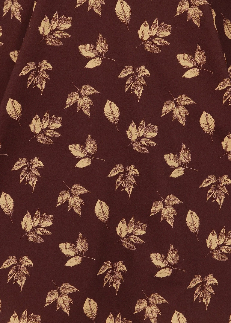 Collectif Caterina Fall Leaves 50's Swing Dress Brown New In