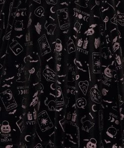 New In Collectif Rochelle Spooky Velvet 80's Skater Dress Black