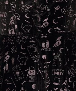 New In Collectif Rochelle Spooky Velvet 80's Skater Dress Black