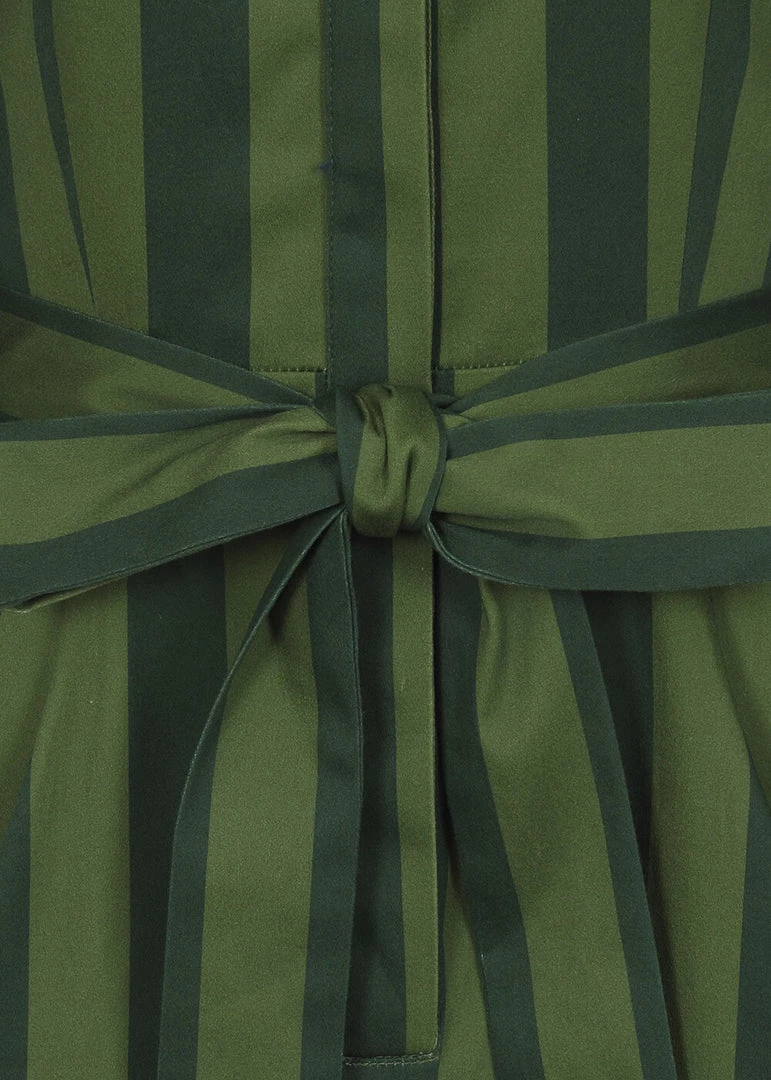 Collectif Mara Garden Stripes 40's Swing Dress Green