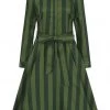 Collectif Mara Garden Stripes 40's Swing Dress Green