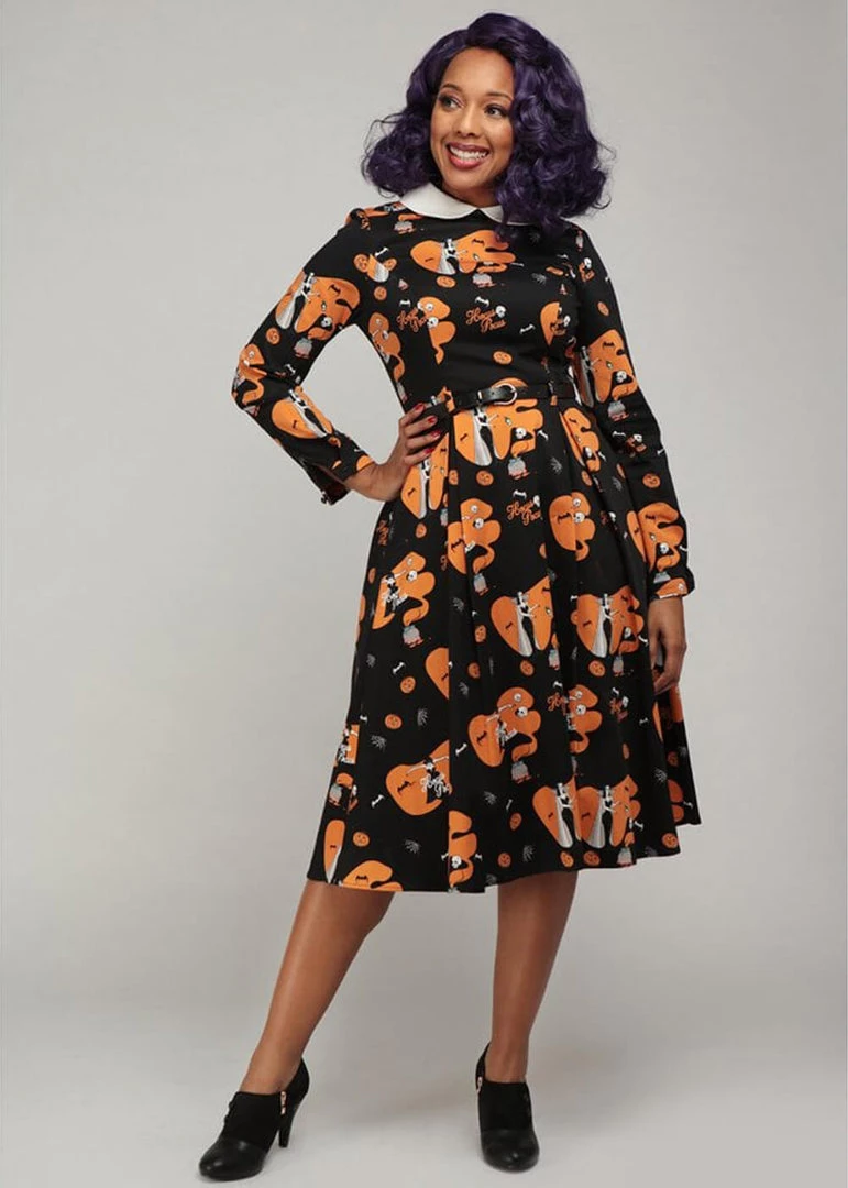 Collectif Marika Hocus Pocus 40's Swing Dress Black New In