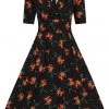 New In Collectif Trixie Midnight Lily 50's Swing Dress Black
