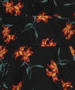 New In Collectif Trixie Midnight Lily 50's Swing Dress Black