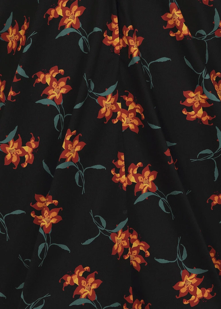 New In Collectif Trixie Midnight Lily 50's Swing Dress Black