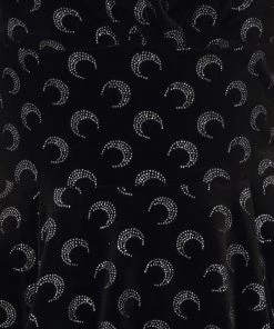 Collectif Trixie Glitter Moon Velvet 50's Swing Dress Black Silver New In