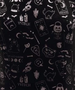 Collectif Peta Spooky Velvet 40's Swing Dress Black New In