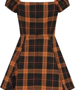 Collectif Dolores Pumpkin Check 50's Short Swing Dress Orange