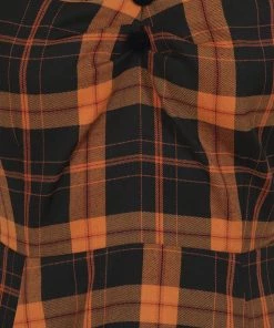 Collectif Dolores Pumpkin Check 50's Short Swing Dress Orange