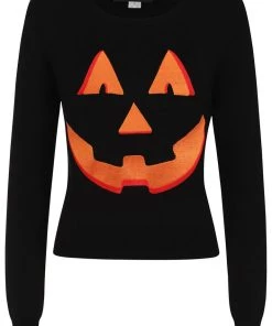 Collectif Machi Pumpkin Face 50's Jumper Black