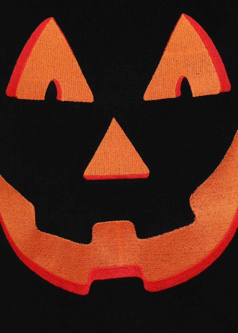 Collectif Machi Pumpkin Face 50's Jumper Black