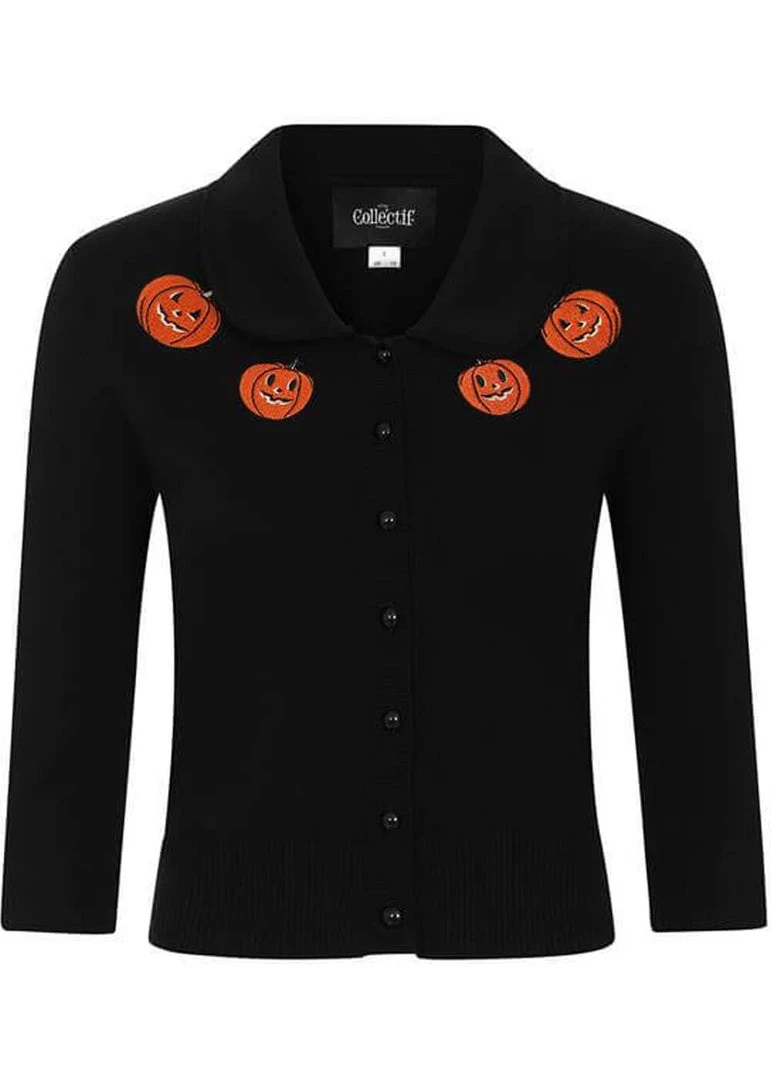 Collectif Halette Pumpkins 50's Cardigan Black New In