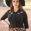 Collectif Halette Pumpkins 50's Cardigan Black New In
