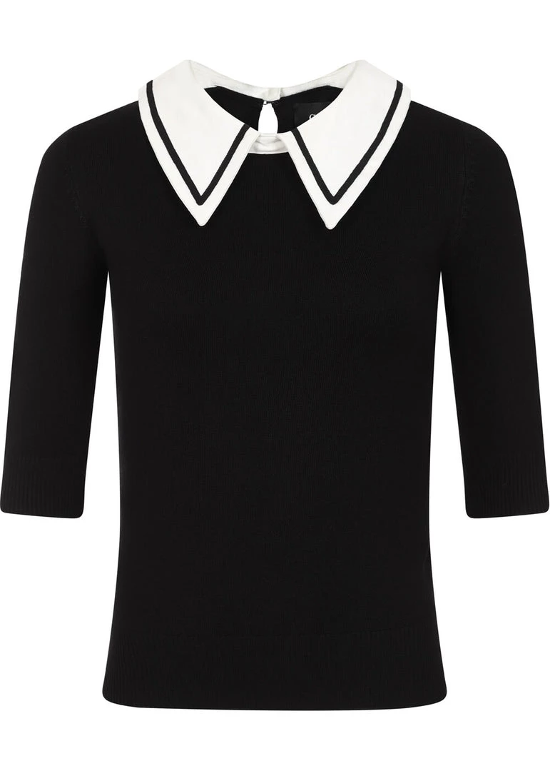 New In Collectif Giorgina 40's Jumper Black White