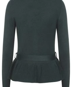 New In Collectif Flo Peplum 40's Cardigan Green