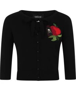 Collectif Charlene Deathly Apples 50's Cardigan Black New In
