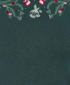 New In Collectif Stevie Escapist Floral 50's Jumper Green