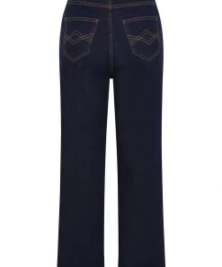 New In Collectif Maggie Floral Denim 70's Jeans Navy