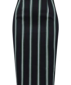 Collectif Polly Witch Stripes 50's Pencil Skirt Black New In