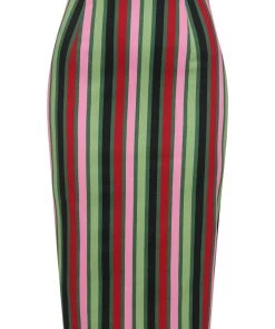 Collectif Polly Mountain Stripe 50's Pencil Skirt Multi