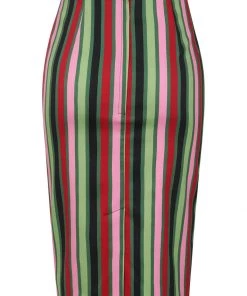 Collectif Polly Mountain Stripe 50's Pencil Skirt Multi