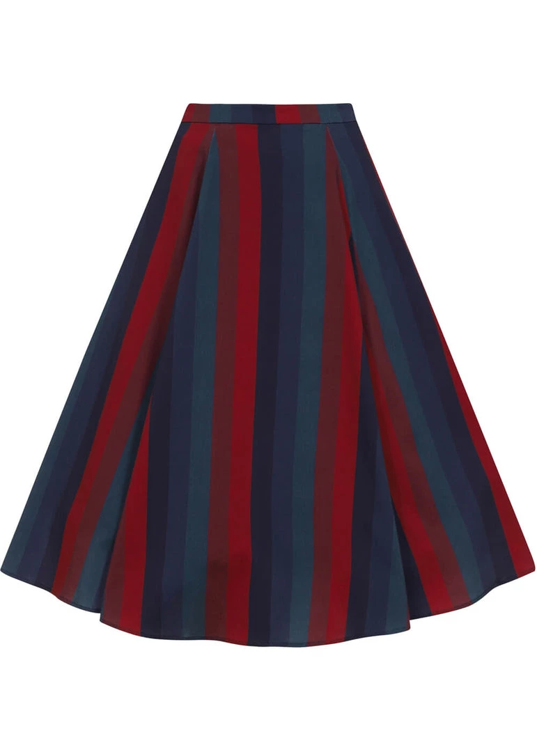 Collectif Clara Jewel Stripe 50's Swing Skirt Multi New In