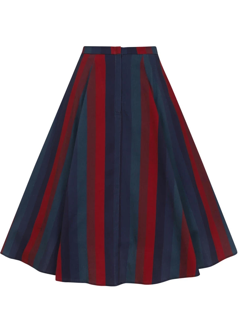 Collectif Clara Jewel Stripe 50's Swing Skirt Multi New In