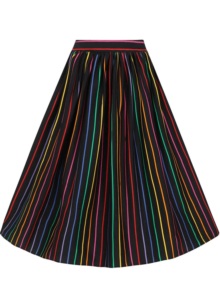 Collectif Jasmine Dark Rainbow 50's Swing Skirt Multi New In