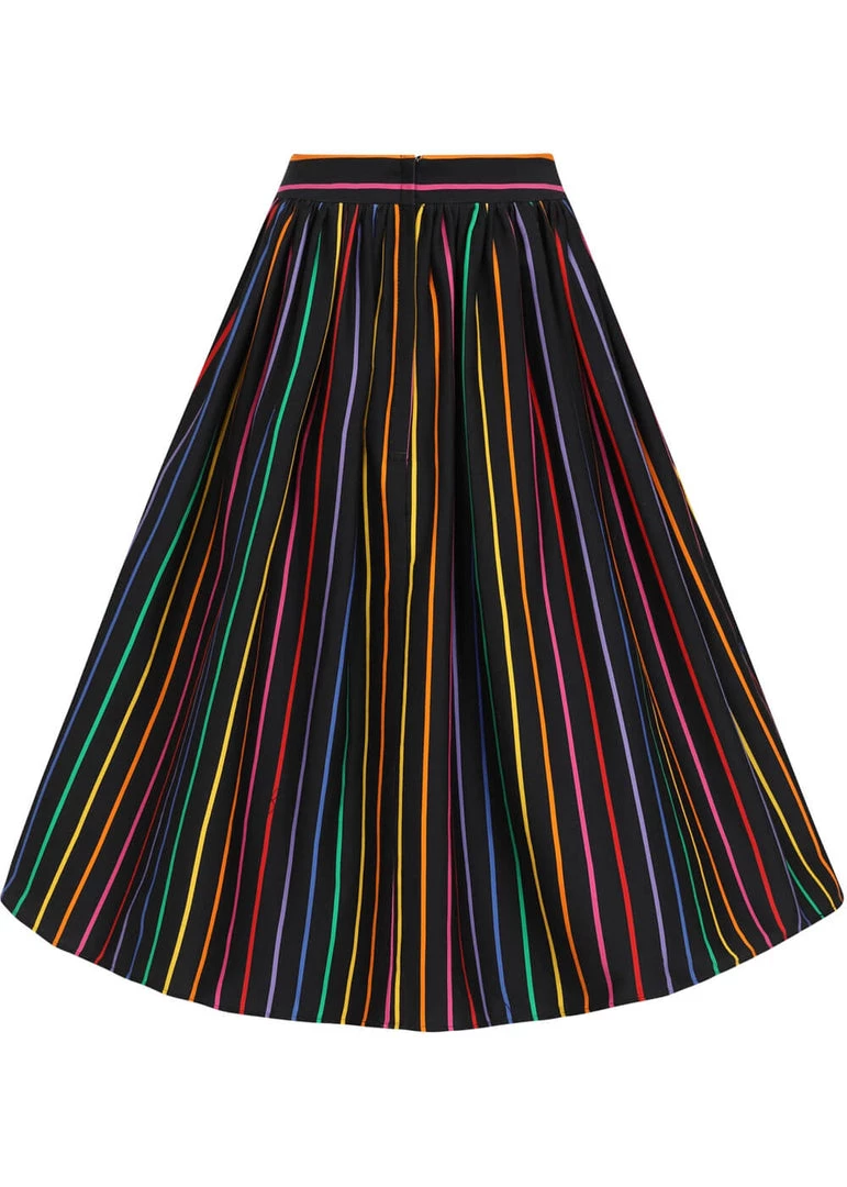 Collectif Jasmine Dark Rainbow 50's Swing Skirt Multi New In