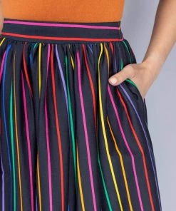 Collectif Jasmine Dark Rainbow 50's Swing Skirt Multi New In