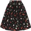 New In Collectif Jasmine Witches Garden 50's Swing Skirt Black