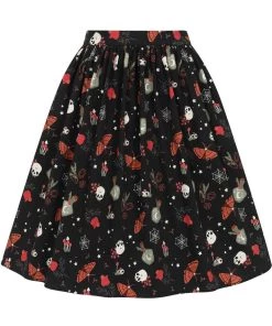 New In Collectif Jasmine Witches Garden 50's Swing Skirt Black
