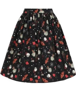 New In Collectif Jasmine Witches Garden 50's Swing Skirt Black