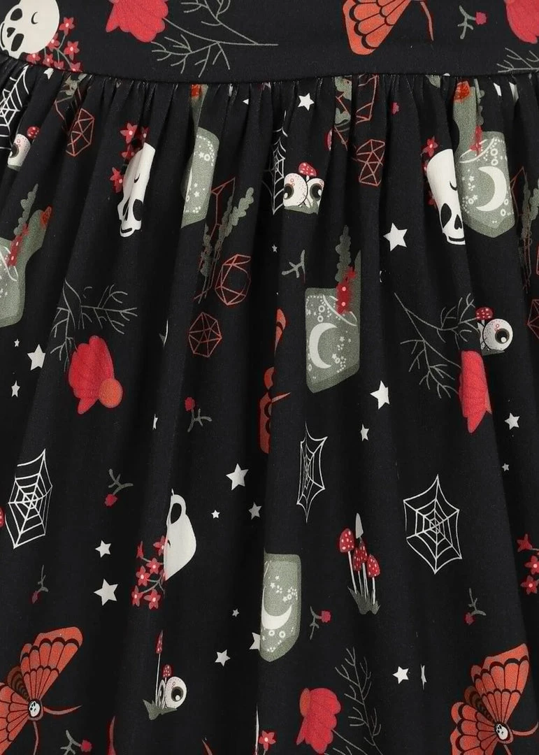 New In Collectif Jasmine Witches Garden 50's Swing Skirt Black