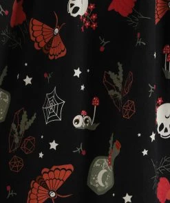 New In Collectif Jasmine Witches Garden 50's Swing Skirt Black