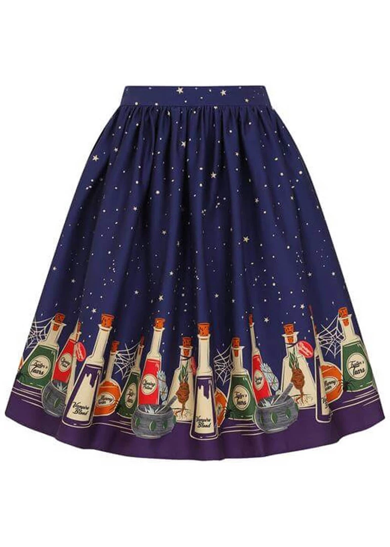 Collectif Jasmine Magic Potions 50's Swing Skirt Multi