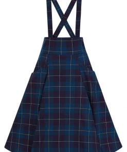 Collectif Alexa Mermaid Check 40's Swing Skirt Teal New In