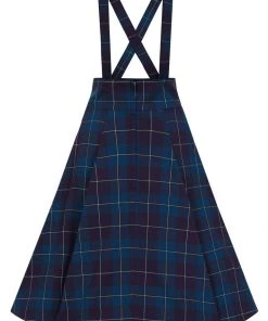 Collectif Alexa Mermaid Check 40's Swing Skirt Teal New In